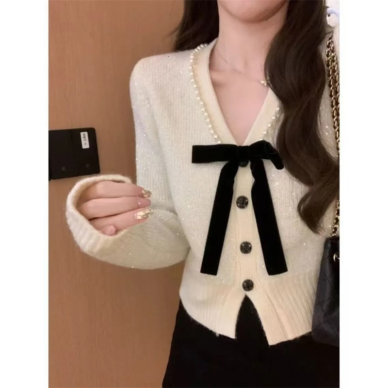 French Autumn and Winter Style Bow Sweater 2025 Cardigan Top y250930