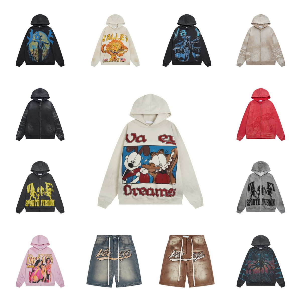 Designer Hoodie Unisex Top hoodies designer Retro Washed Distressed Look with Rhinestones Cotton High-Street Breathable Sizes S-XL