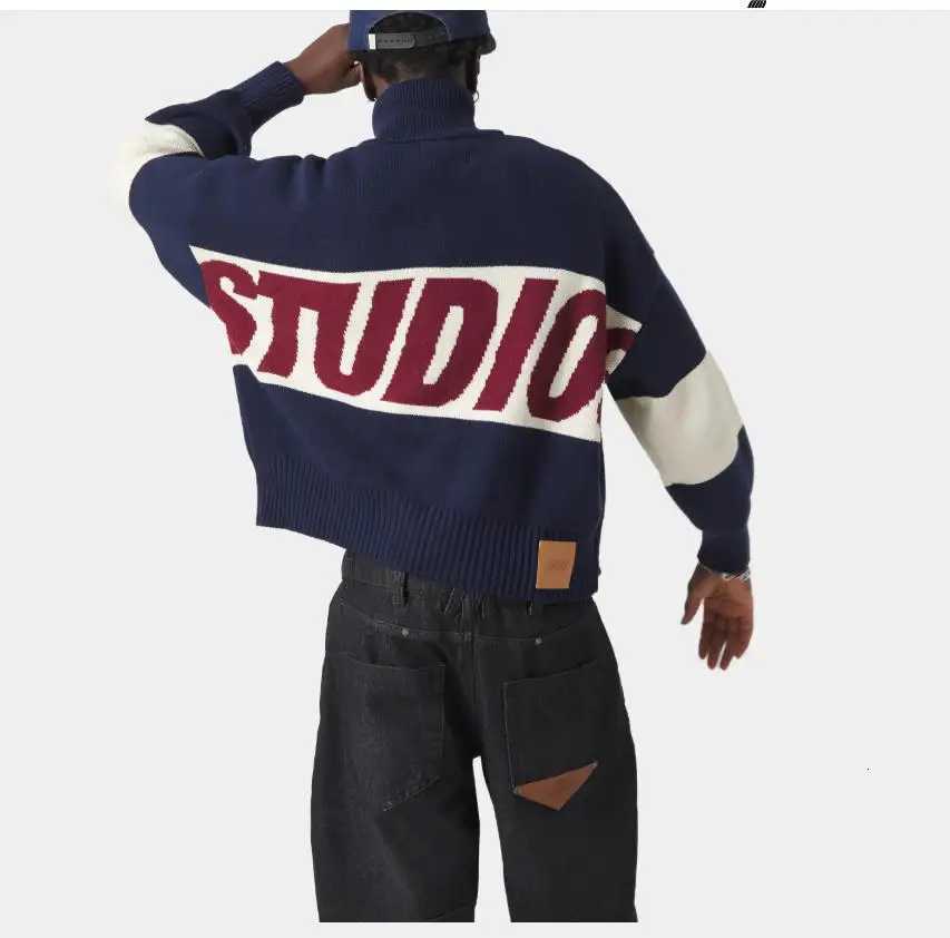2025 High Strt Hiphop Casual Loose Strtwear Pullover American Retro Knitted Cardigan Women Trendy Warm Casual Sweater Men X251010