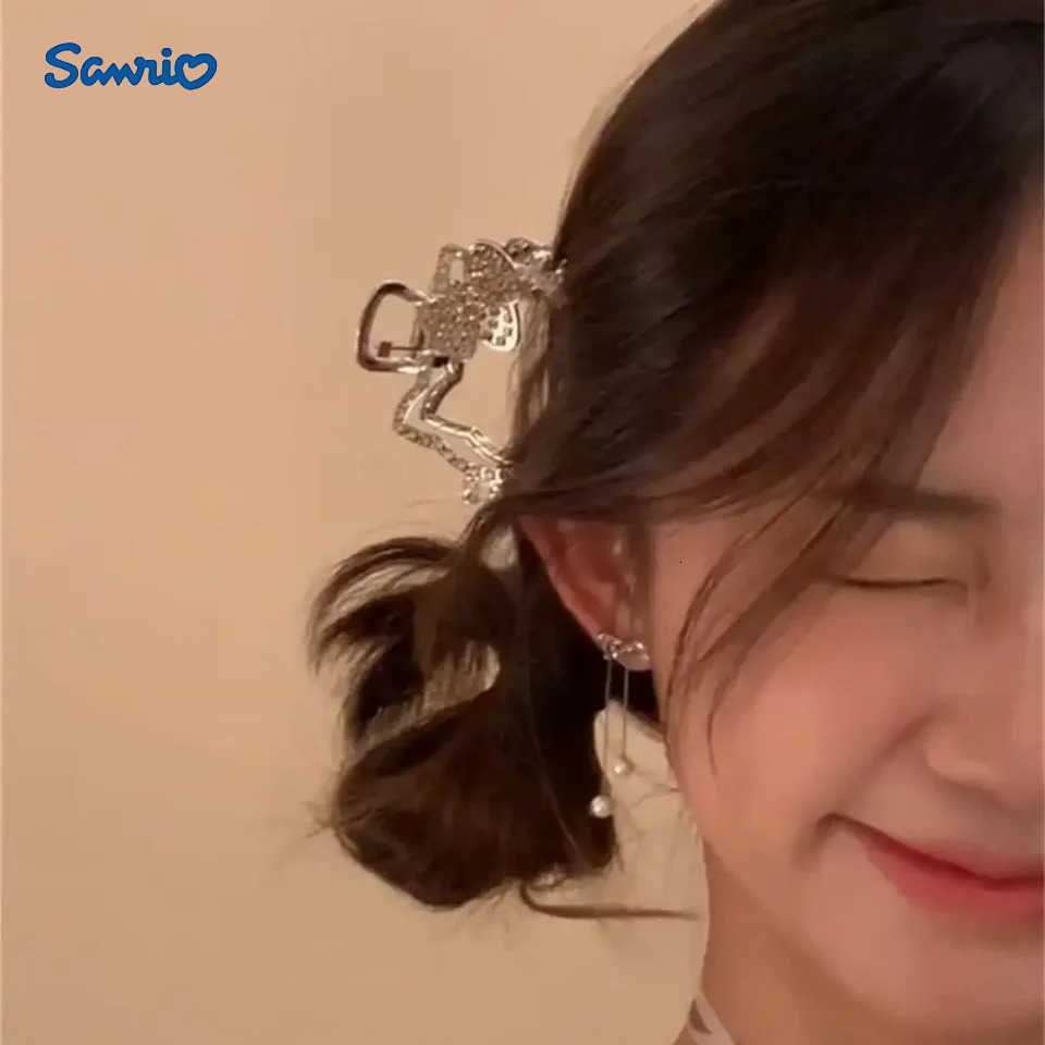 Sanrio 2 pièces accessoires pour cheveux Hello Kitty ensemble en métal avec diamants pince de requin Anime mignon fille coeur pince à cheveux Kaw