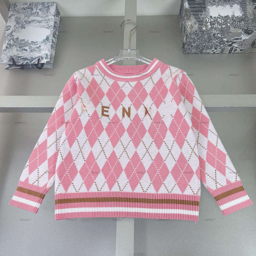 Top girl boy sweater Diamond patterned fabric kids Knitwear top kids designer clothes autumn baby Knitted pullover A826X23N221-b-image-1079058501