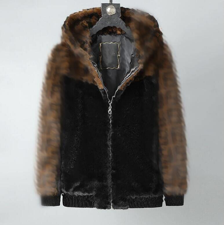 Splice Winter Hommes Casual Desinger Zipper Sweat à capuche Coupe-vent Luxurys Mode Manteaux de fourrure Hommes surdimensionnés à manches longues
