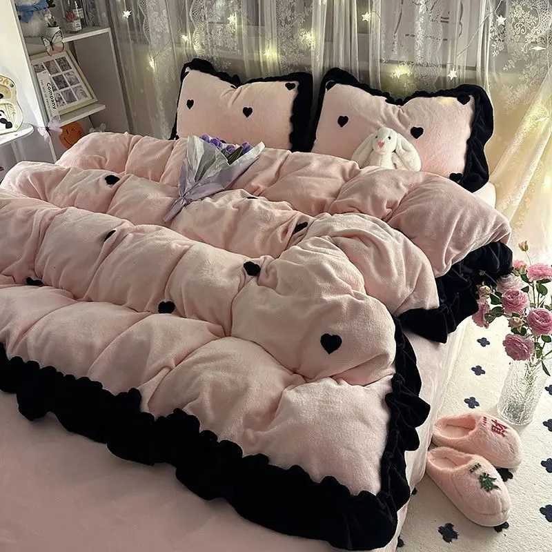 French Dot Butterfly Print Quilt Cover Comfortable Skin Friendly Winter Thickened Bed Sheet Machine Washable Anti Static Bedding H251011-image-1079316787