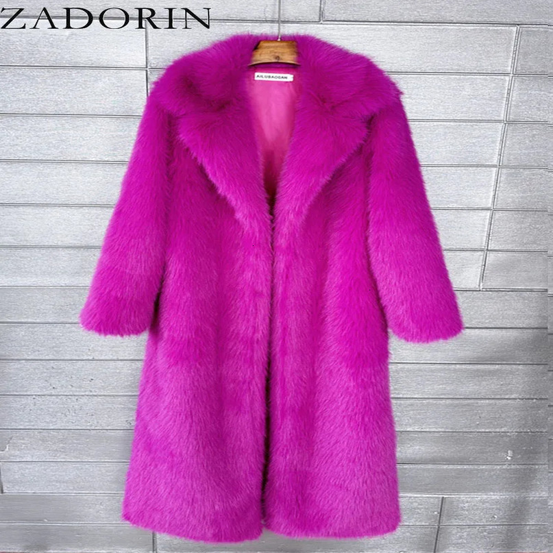 ZADORIN 130 cm Super Long moelleux fausse fourrure manteau femmes veste hiver revers épaissir blanc manteaux pour vêtements d'extérieur 241104