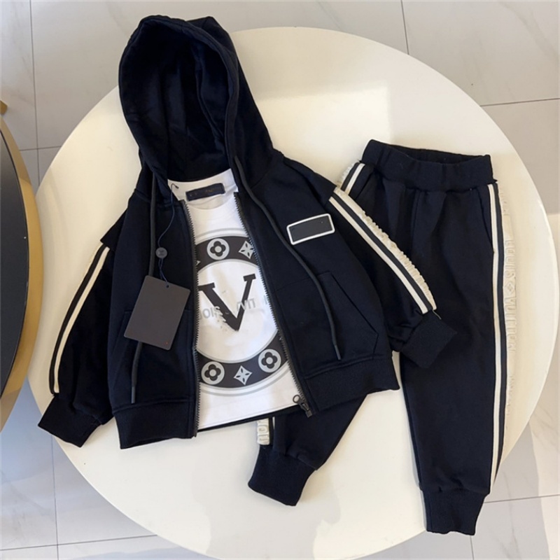 Boy Girls Hoodies Designer Kids Clothing Set Autumn Winter Luxury Hooded Sweatshirts Childrens Sweatpant 3PCS Tshirt Kid Tracksuits Toddler Size-image-1096400346