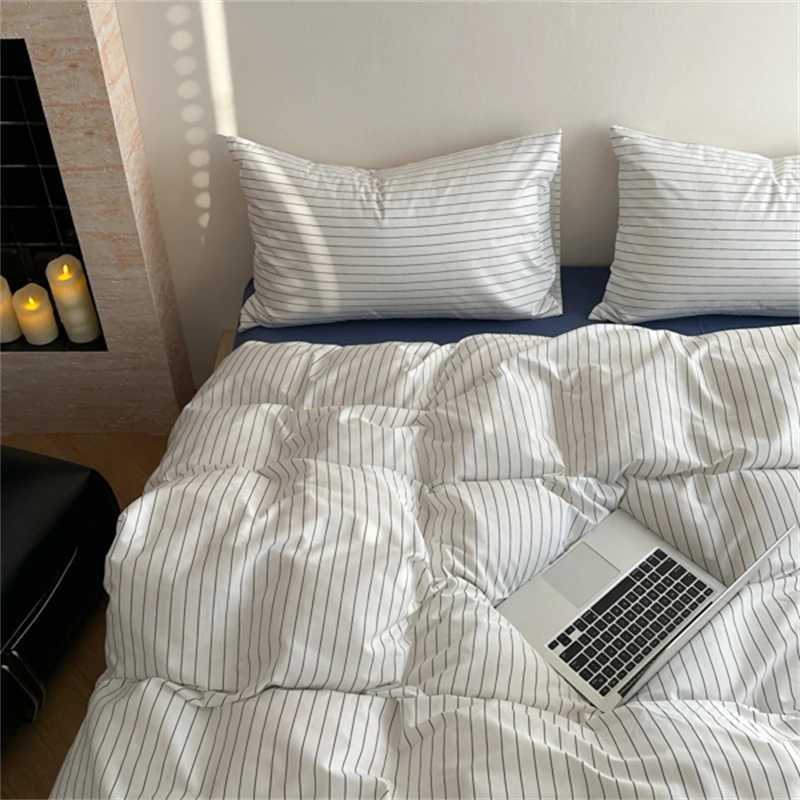 Stripe Style Duvet Cover 100 Cotton Quilt Cover SingleDoubleQueen Size Comforter Cover dekbedovertrek case Need Order H251011-image-1079310211