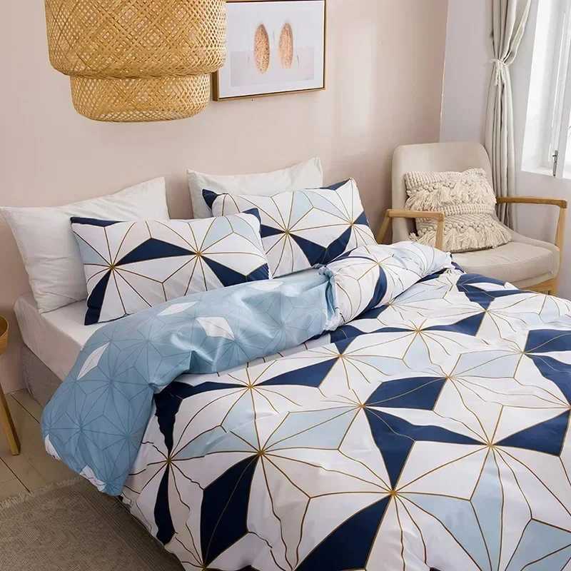 Geometric Soft Queen Duvet Cover Set King Size Soft Comfortable Double Bedding Set 220x240 Comfortable Durable Quilt Cover Sets H251011-image-1079317712