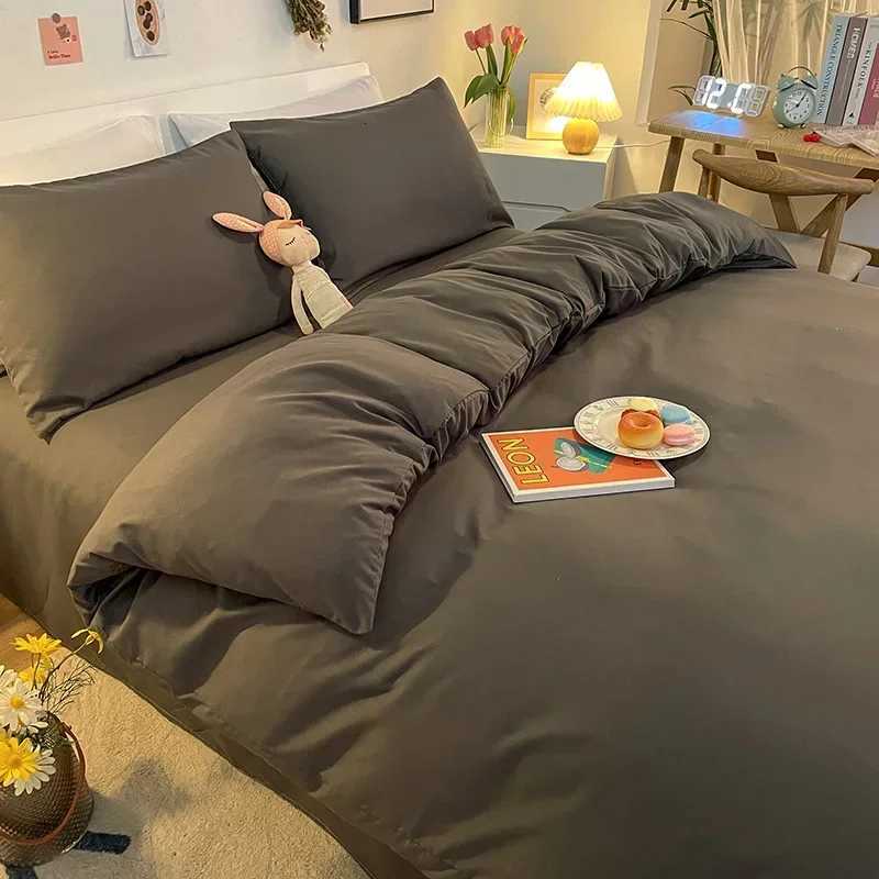Solid Color Duvet Cover DoubleQueen Size AntiMite Durable Comforter Cover Simple Durable No case H251011-image-1079313703