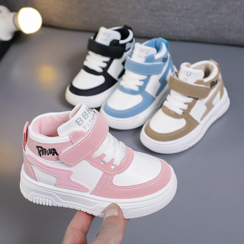 Chaussures de sport montantes pour enfants, vêtements respirants, surface en cuir résistante, imperméables, décontractées pour filles et garçons,
