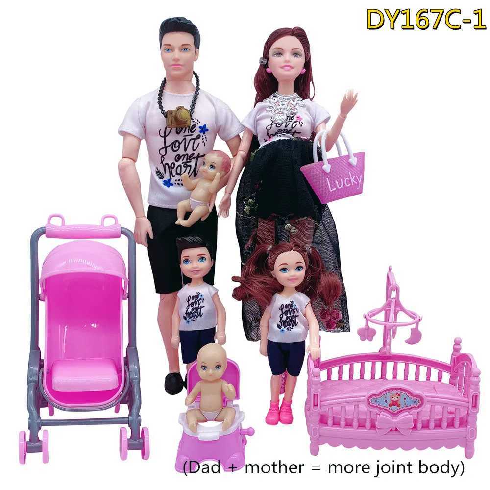 Family Of 6 Pregnant Doll Movable Joints Dads Mom With Babies On Her Princess Doll Girl Interactive Play House Toy Birthday Gift L251009LVZV-image-1079221060