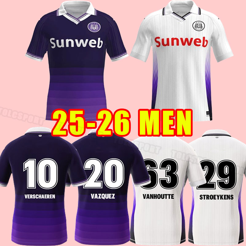 Anderlecht 2025 2026 AMUZU Mens Soccer Jerseys DREYER SIMIC HAZARD DOLBERG VAZQUEZ ANGULO VERSCHAEREN VERTONGHEN LEONI ASHIMERU Home away third F-image-866630533