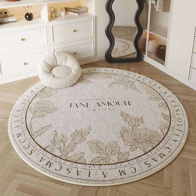 VIKAMA Round Carpet French Style Bedside Rug HighEnd Feeling Makeup Table Cloakro Rug Chair Floor Mat He Decoration H251011 K260207-image-1094760268