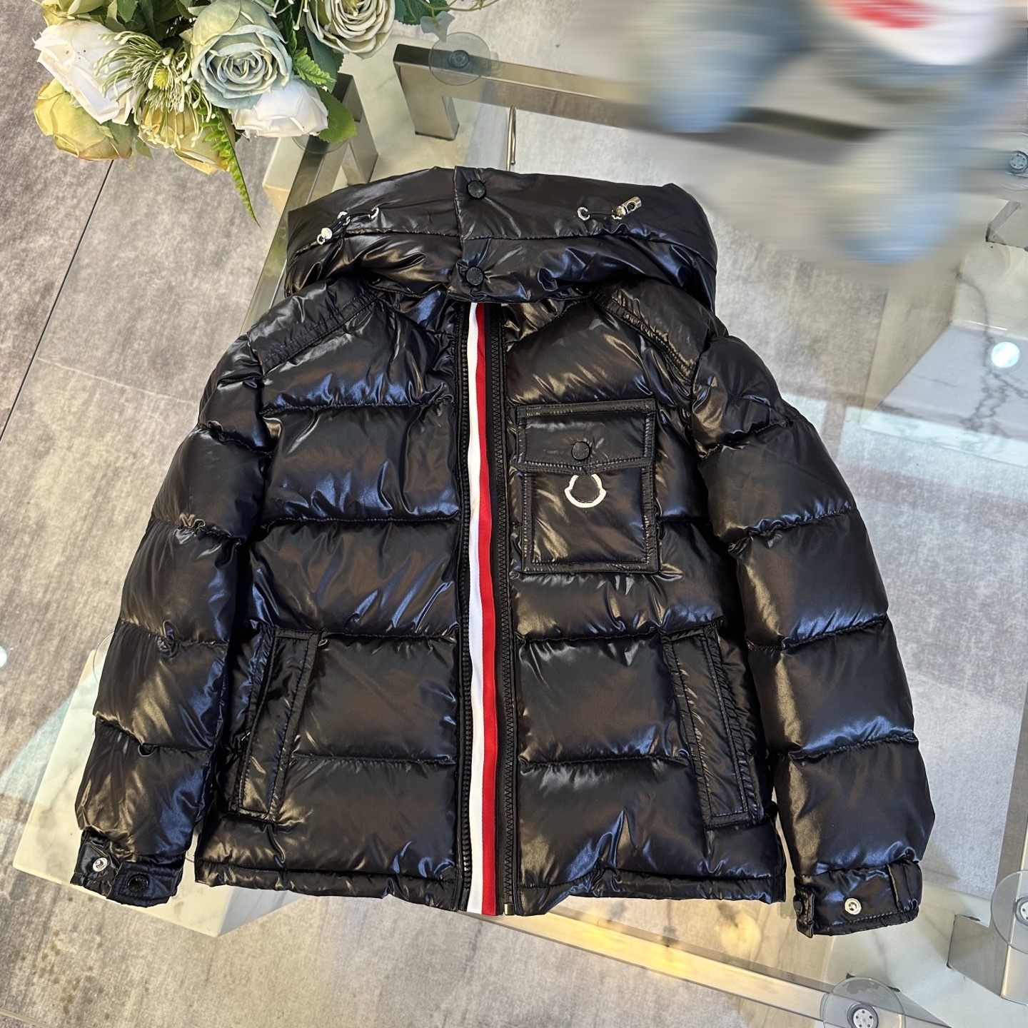 luxury kid coat hood baby Down coat hoodies Chest pocket and logo kids designer clothes long style 100% goose girl boy down winter jacket Red wov-image-776761157