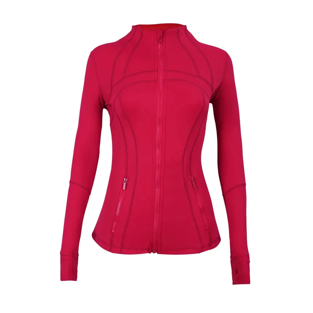 Yoga Jacket With Gold Zipper Women Workout Sport Coat Fitness Gym Long Sleeve Breathable Activewear define sweatshirt jackets-image-1079331842
