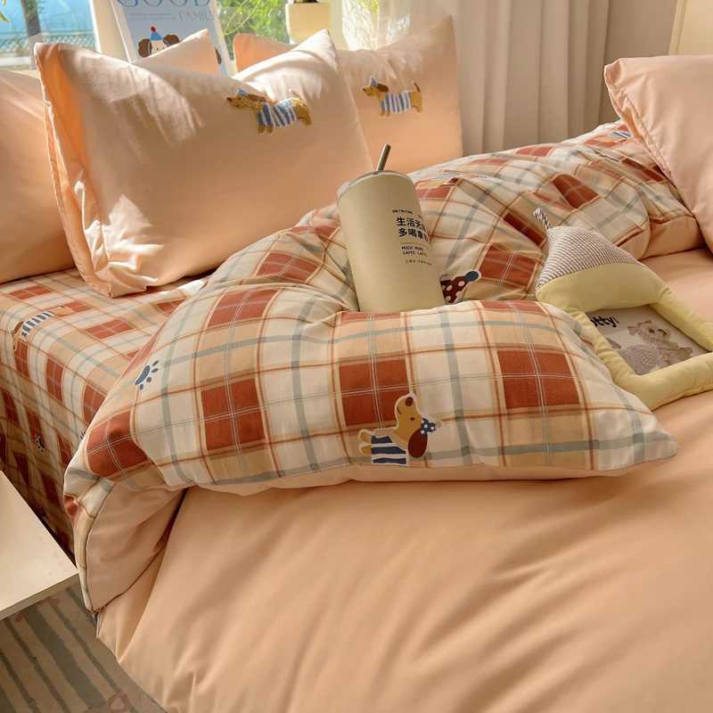 New Cartoon Duvet Cover Set Towel Embroidery Bedding Set DoubleSided Design Bed Sheet Set Adult and Children Bedroom Decor H251011-image-1079318754