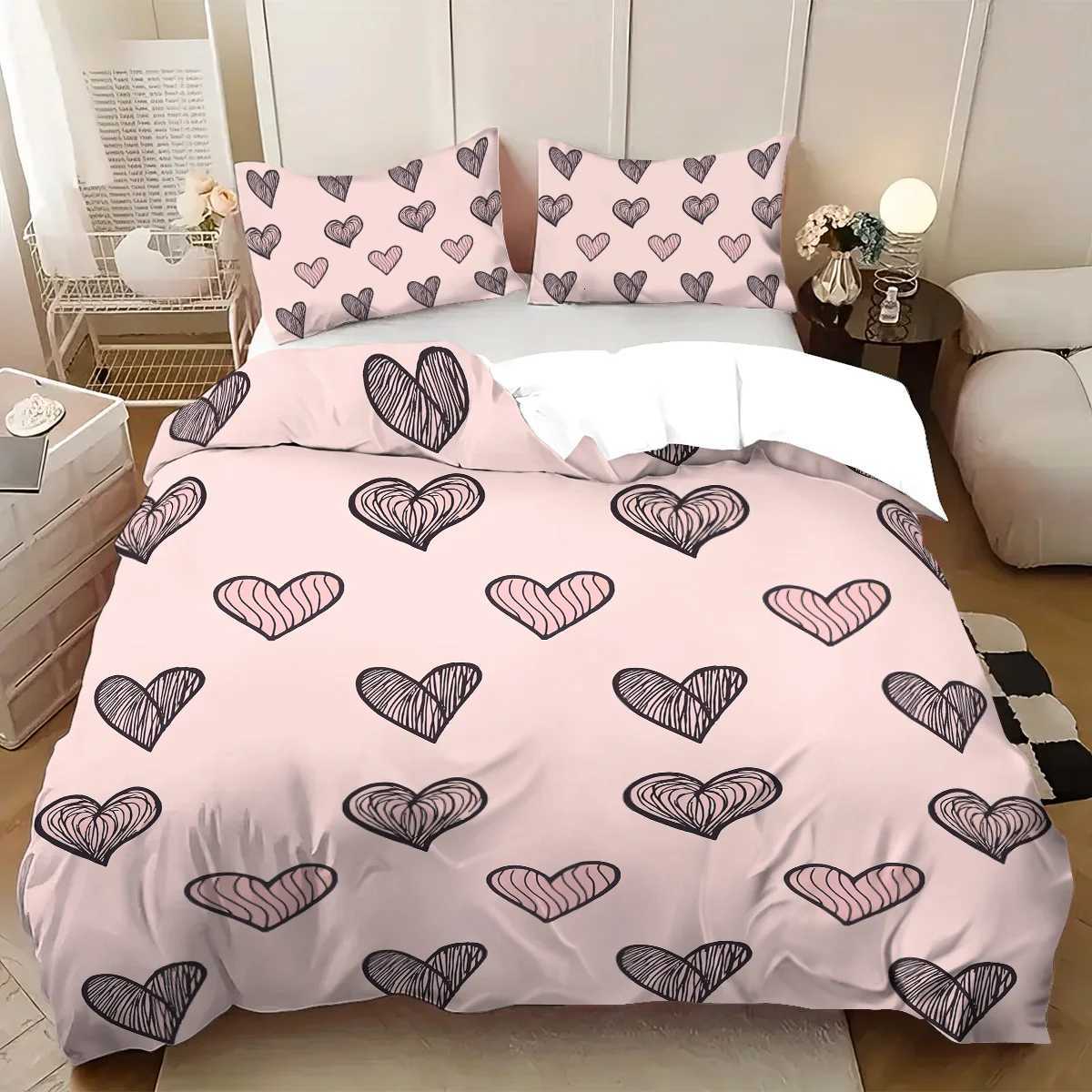 3pcs Pink Love Printed Coreless Product Set for Bedrooms Dormitories Multiple Sizes Soft and Comfortable Machine Washable H251011-image-1079312547