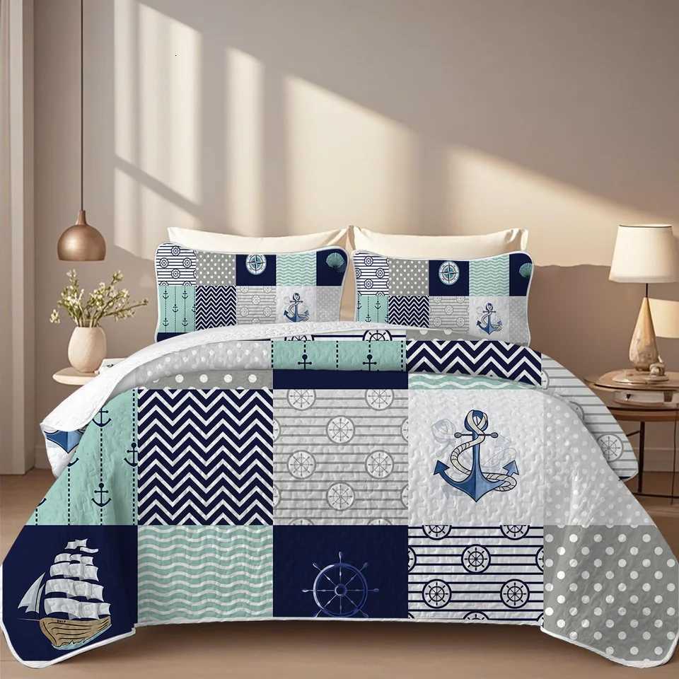 23Piece Navigation Printed Quilt Set Cal King Durable Breathable and Unique Summer Bedding Set 1 Quilt 12 case H251011-image-1079309540