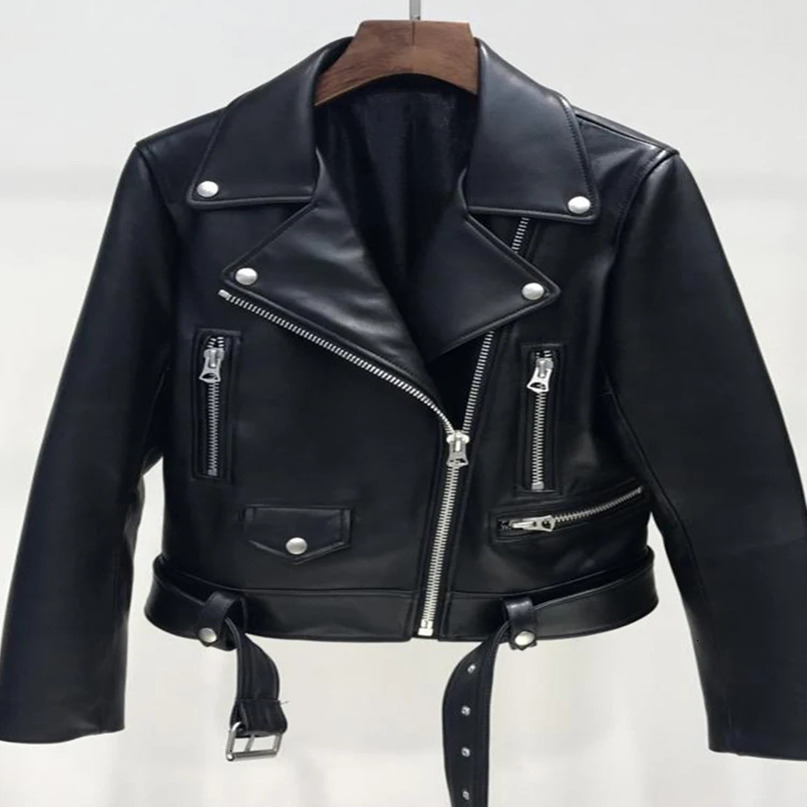 Fitaylor Autumn Women Faux PU Leather Jacket Casual Lapel Longsleeve Zipper Outwear Female Motorcycle Streetwear Coat 240715