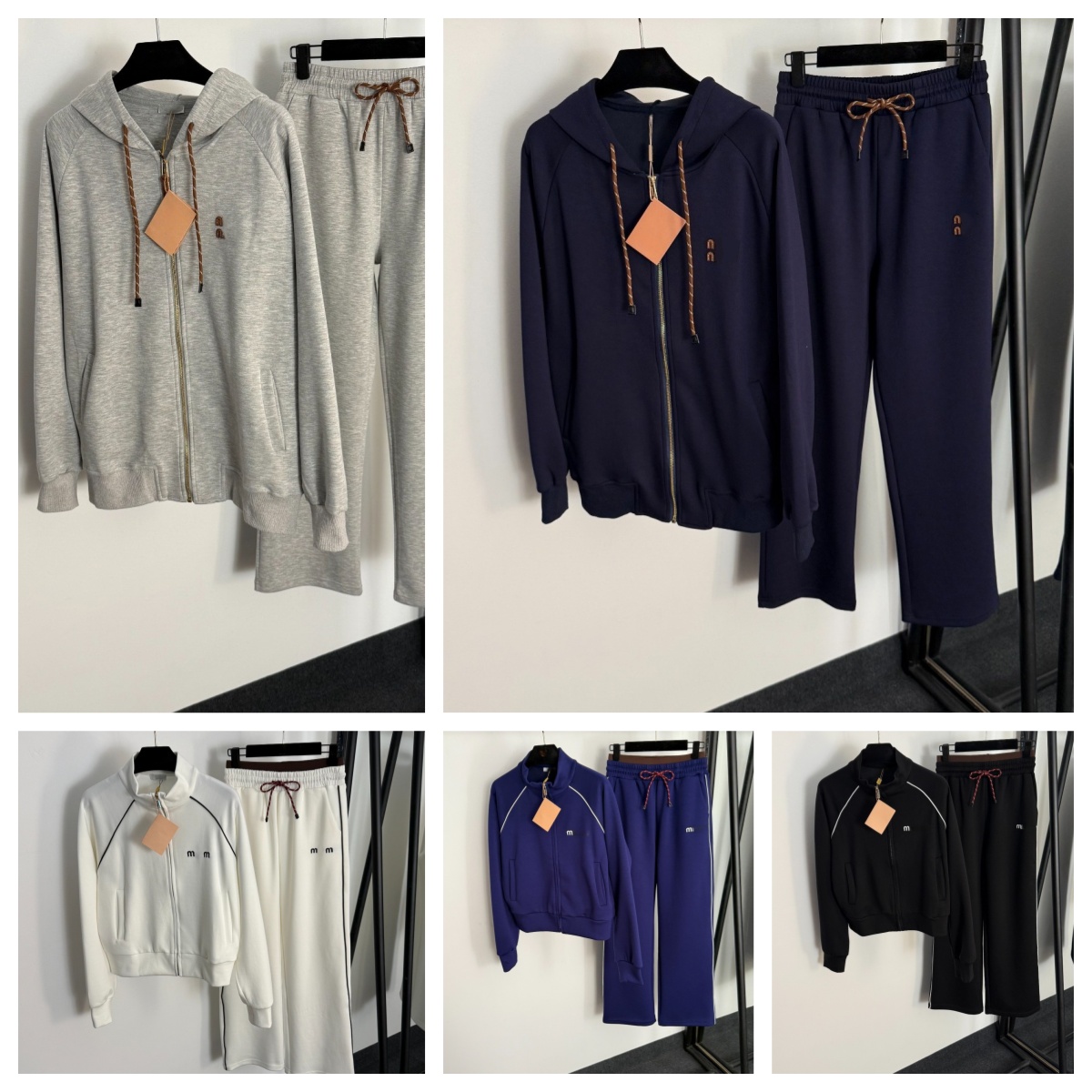 Designer Womens Tracksuit Embroidered Letters Zipper Hooded Jacket Wide-leg Pants Hoodie Two Pieces Set For Women