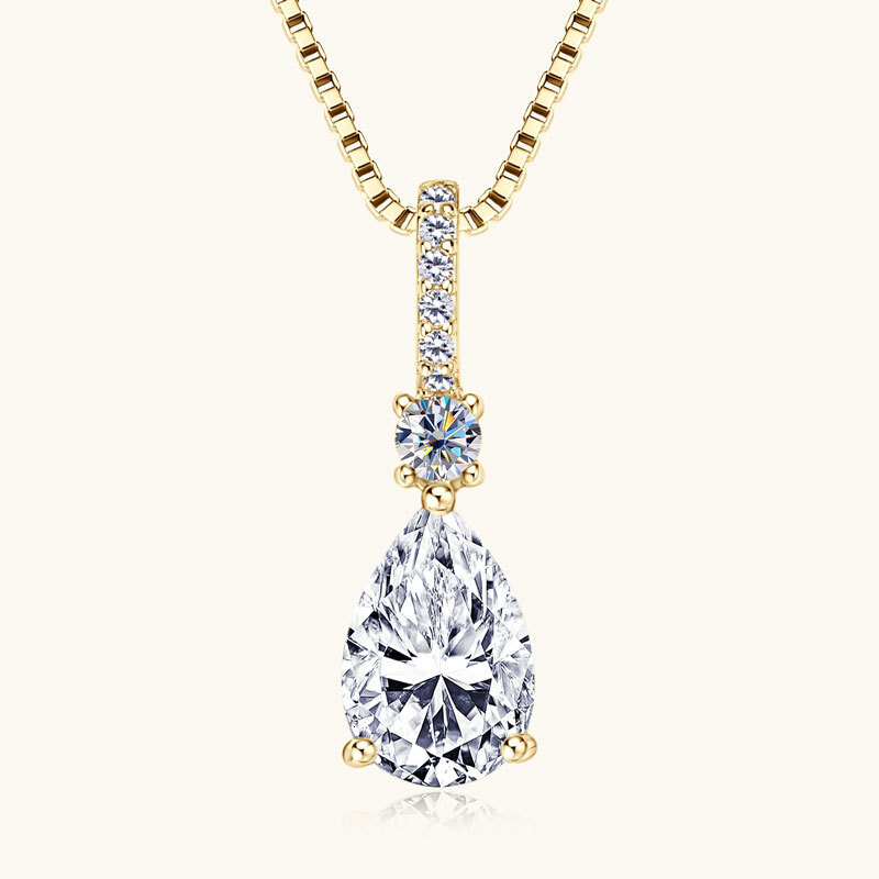 Full Moissanite Necklace High-end Pendant Elegant Light Luxury D Color Water Drop 925 Sterling Silver Necklace free shipping