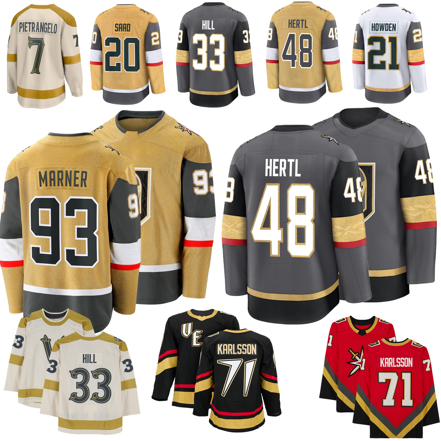 Vegas Hockey Jersey Mitch Marner Mark Stone Jack Eichel Tomas Hertl Adin Hill William Karlsson Smith Dorofeyev Samsonov Roy McNabb Howden Saad Go-image-944905048