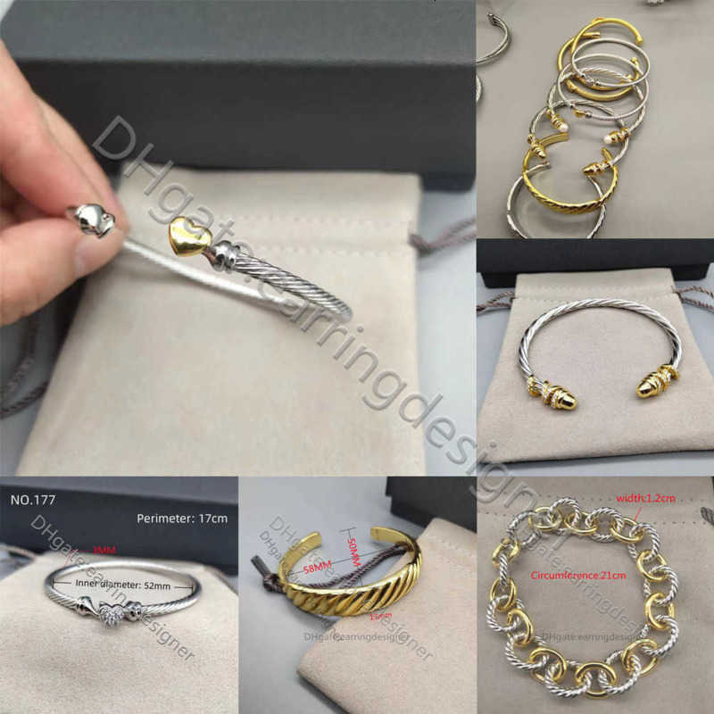 Designer Bracelet Twisted Wire diamond gem Round Bracelets gold Women Fashion 925 sterling silver plated gift free Jewelry shipping Vintage Wrist-image-928953059