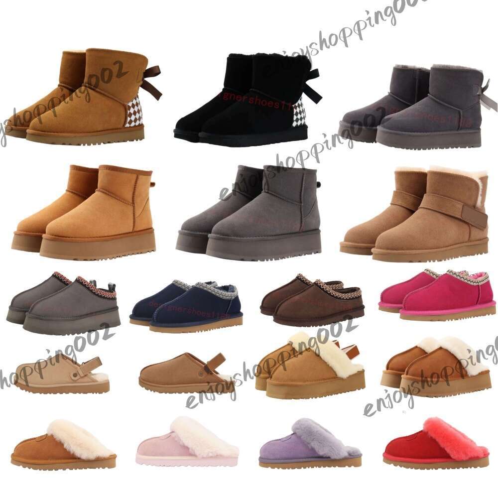 5AAA New Australia Ultra Lies Short Boot Mini Bottes Tazz LI Brown Platform Fur Chesut Boots Women Snow boots Red Pink Blue Slippers