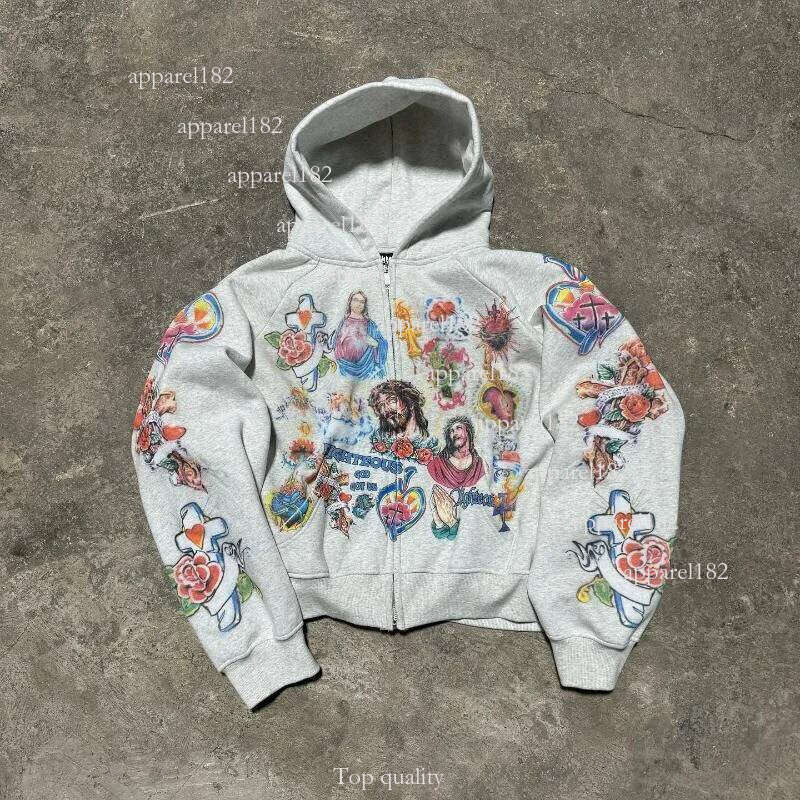Men's Hoodies Y2k Retro Black Risen King Cropped Zip Up Hoodie Gothic Graphic Washed For Men Women Hoodie Sweatshirt Streetwear 32 fe