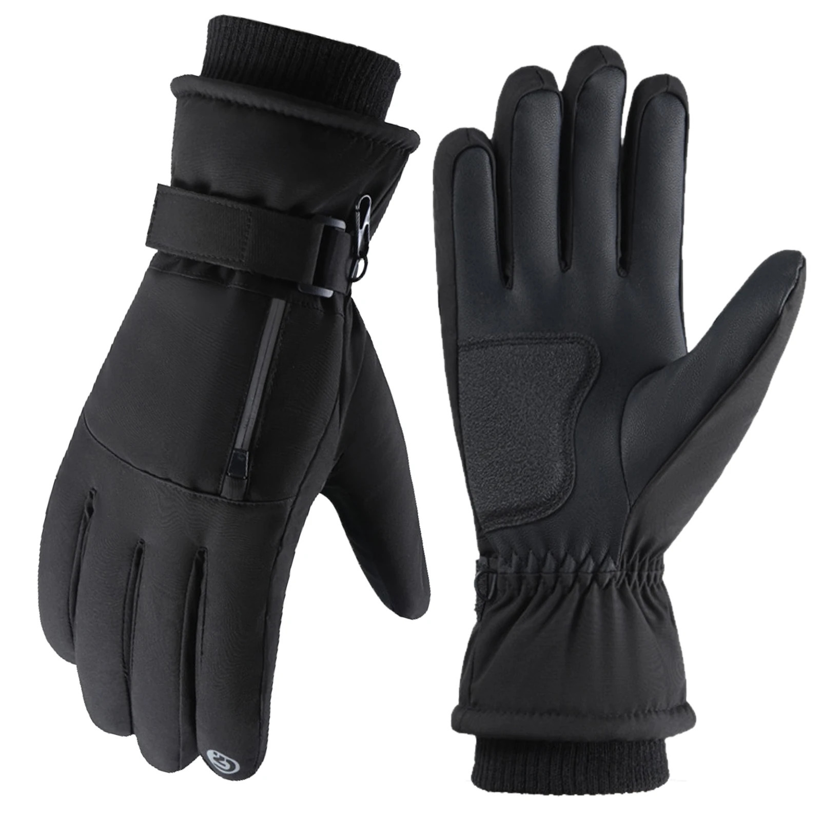 Winter Ski Gloves Warm Waterproof Antislip Touchscreen Snowboard Mittens with Zipper Storage Pocket for Winter Outdoor Sports L2687