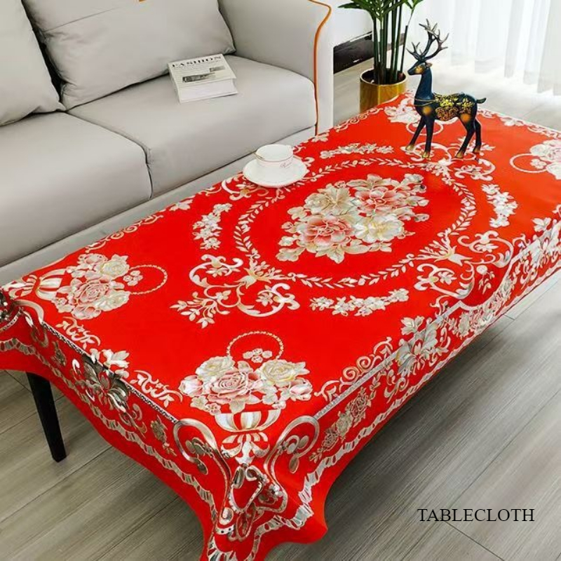 Red Rectangular 2026 Coffee Table Cloth Dirt-resistant Waterproof Tablecloth Oil-proof and Scalding-proof-image-1079571339