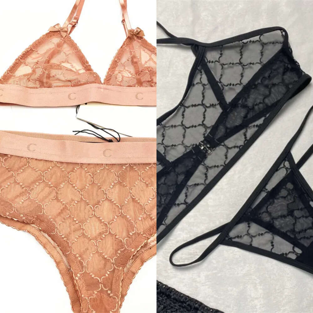 Designer Ladies Bikini Bra 6 Set Summer Shorts Letter Embroidery Underwear Swimwear Sexy Pamas Women Transparent Lace Swimsuit Bathing Suit 66