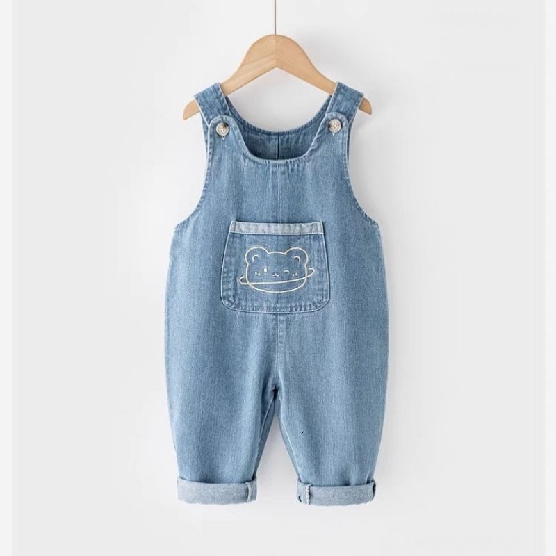 K521 Childrens Denim Overalls New Spring and Autumn Baby Jeans Boys Girls Jumpsuits Baby Pants Trendy Long Pants-image-1079656796
