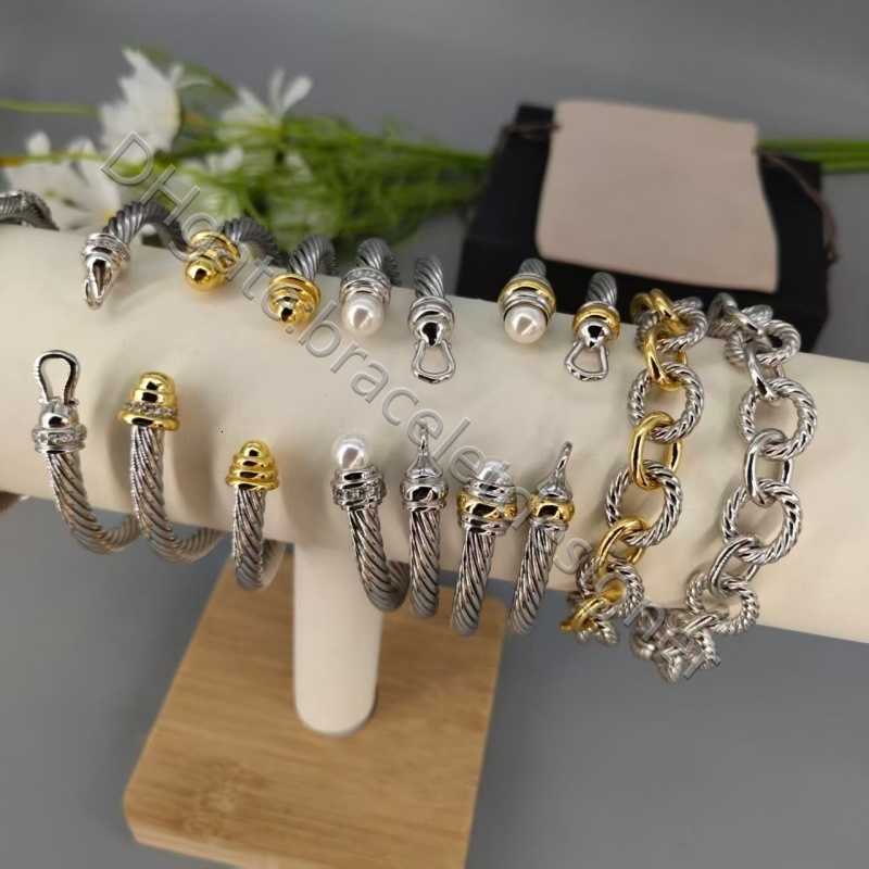 Designer Fashion Jewelry Twisted Bracelet Gold Charm Sliver 925 Sterling Silver Bracelets Braided Cross Bangle Diamond Zircon Luxury Birthday Gif