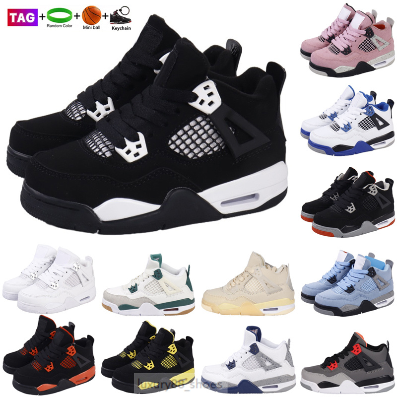 Kids High 4 designer shoes Basketball Shoes 4s Blueberry Children shoes black cats Red Thunder Cement Gold Sail Trainers Sport sneakers