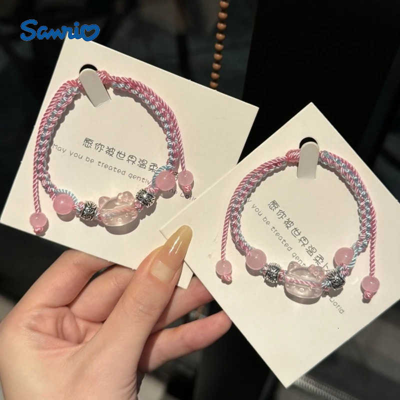 Sanrio Sanrio Hello Kitty Handmade Bracelet Blue Pink Woven Friendship Cord for Girls Kawaii Gift for Best Friend L251013