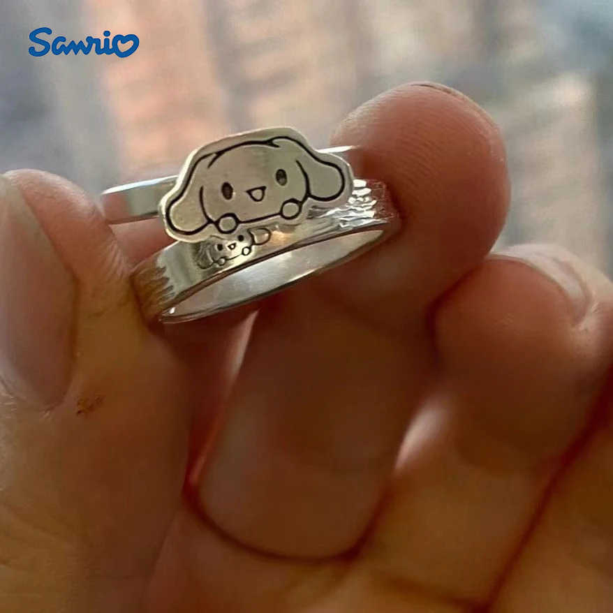 Sanrio 1 pièces Sanrio Figure carte anneaux belle cannelle réglable cuivre anneau Couple anneau en métal bijoux accessoires cadeaux de collection