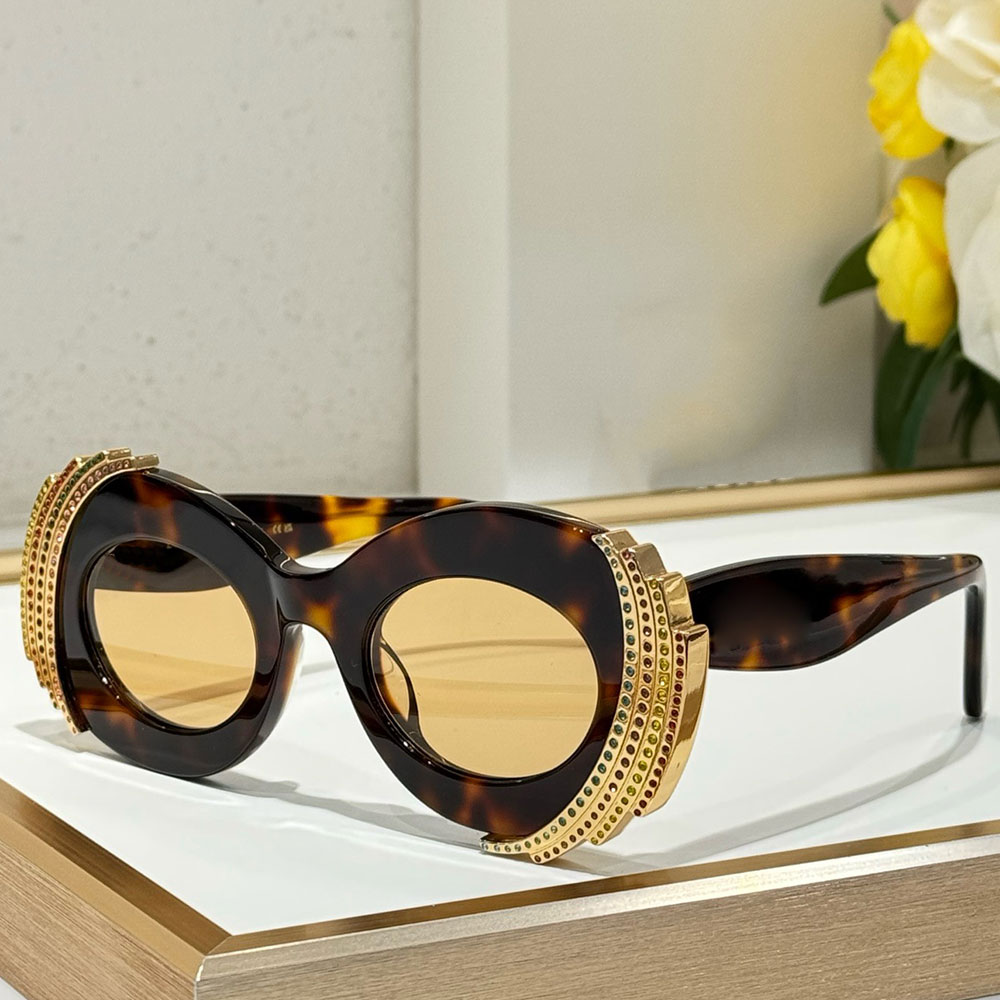 Pave oval sunglasses womens designer sunglasses RAVE OVAL mens fashion show eyeglasses colorful crystals are embedded on the arms with box