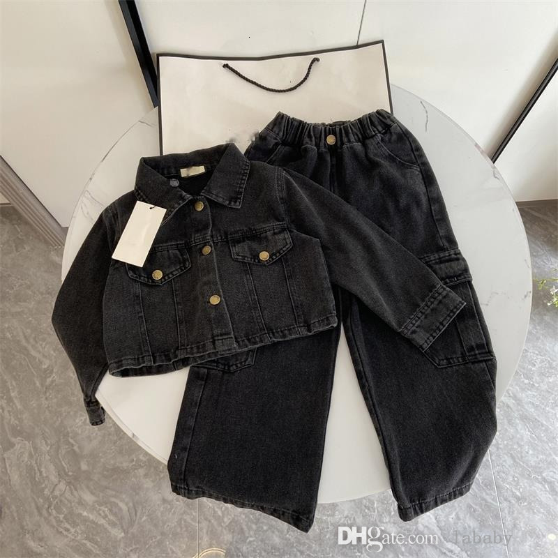 2025 Autumn Kids Tracksuit Clothing Boys Girls Denim Two Piece Set Long Sleeve Jacket And Loose Pants Casual Stylish Childrens Sweatsuit L2609203G52