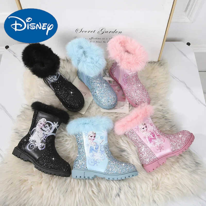 Disney girls cartoon frozen boot elsa princess Fashion boots plus velvet childrens shoesXJ251013