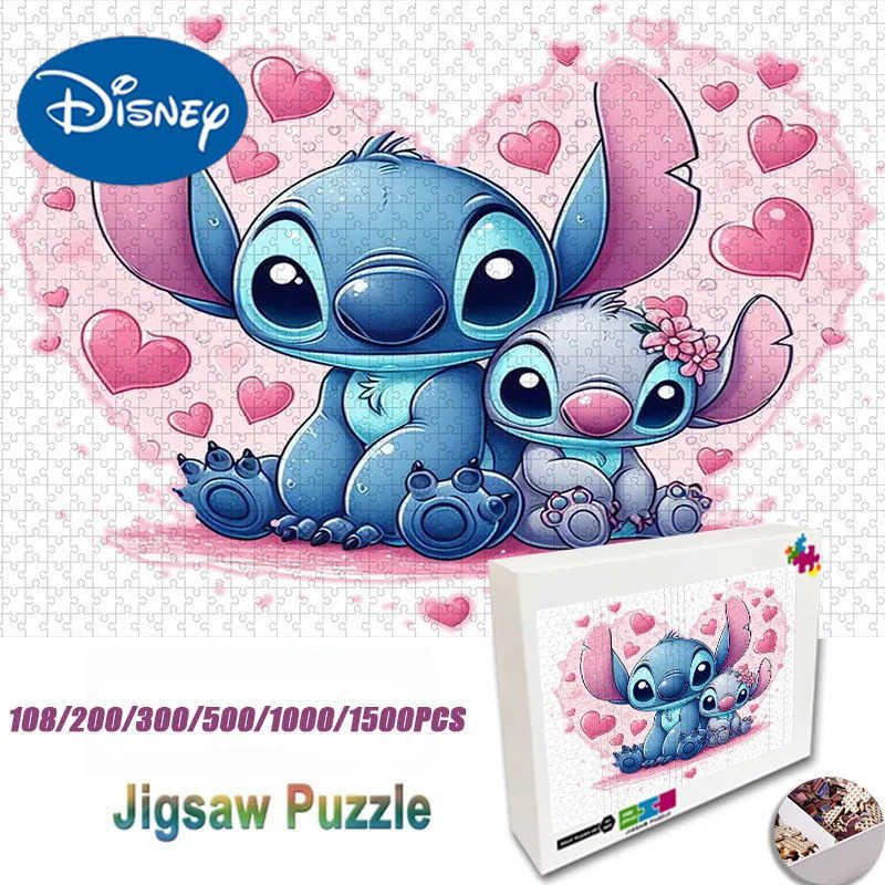 Disney Lilo Stitch Puzzle accompanying children aged 14 with intellectual Print Handmade Puzzle 10820030050010001500 Pcs H251014-image-1079735521