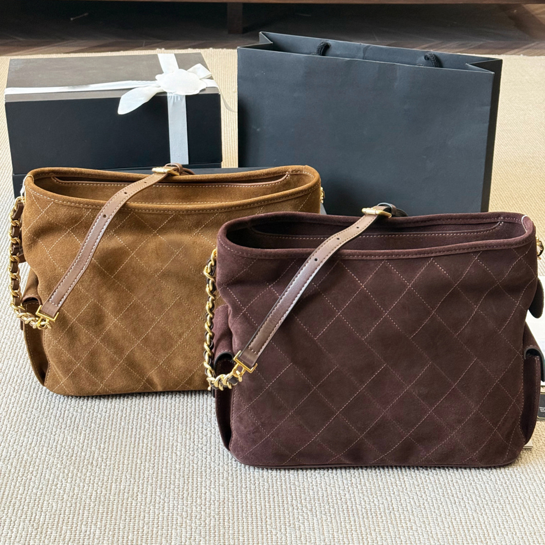 Chocolate Brown Bag Designer Slouchy Suede bag Women Luxury Hobo bag New wave Hippie Bucket bag Winter large Crossbody handbag Traveling Shoulder ba