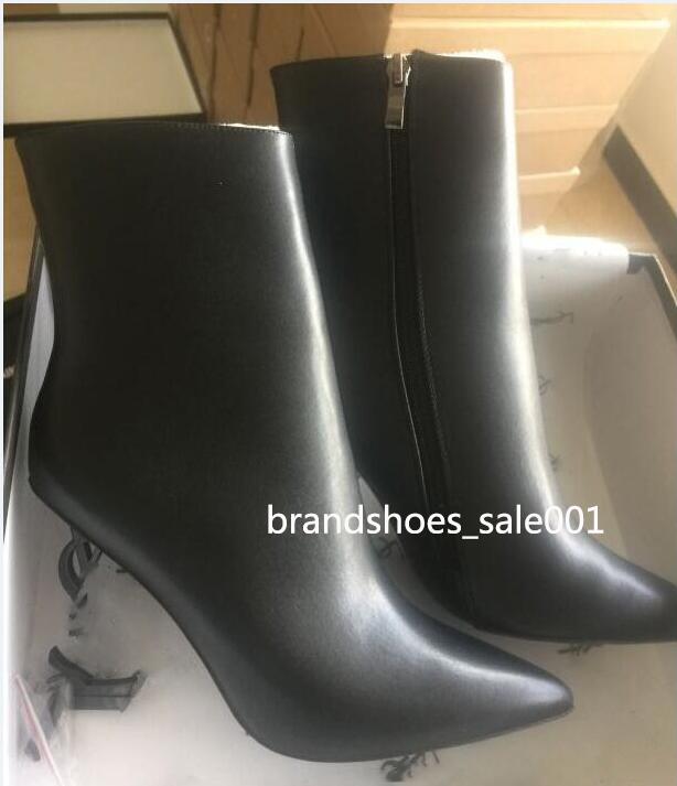 Nouvelles chaussures de créateurs OPYUM Bottines en cuir de mouton Chaussures zippées latérales Botte courte pointue Chaussures de créateurs de l