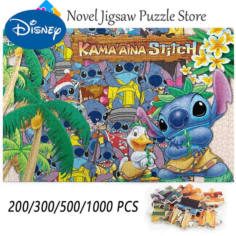 Disney Lilo Stitch Jigsaw Puzzle Cartoon Character Paper Wooden Puzzle Childrens Decompression Toys Difficult Challenges H251014-image-1079735707