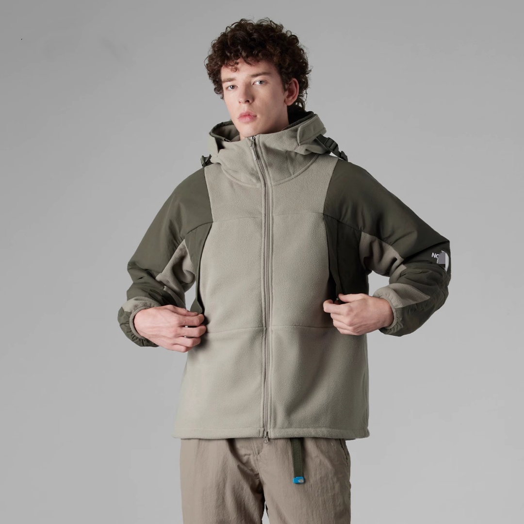2025 Autumn/Winter UE Designer Mens Outdoor Splicing Double-Layer Fleece Warm Hooded Jacket Coat 8A84