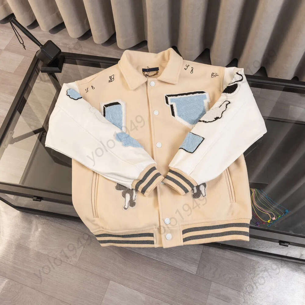 Jackets Mens Ins Baseball Uniform Retro Trend Leather Jacket Heavy Industry Embroidery White Short Coat