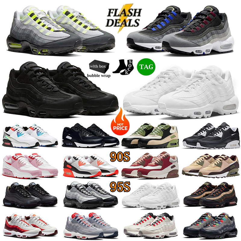 With Box 90 95s Running Shoes Mens Designer Sneakers ClassicTriple Black White Yellow Cool Grey Olive Midnight Navy Outdoors Men Trainers EU 36 46