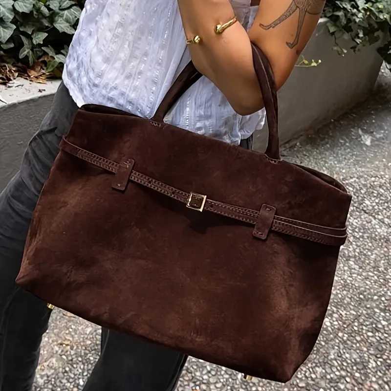1 pièces sac fourre-tout en faux daim avec sangle à boucle sac à main Boho Chic pour femmes décontracté sortie quotidienne bandoulière voyage sac