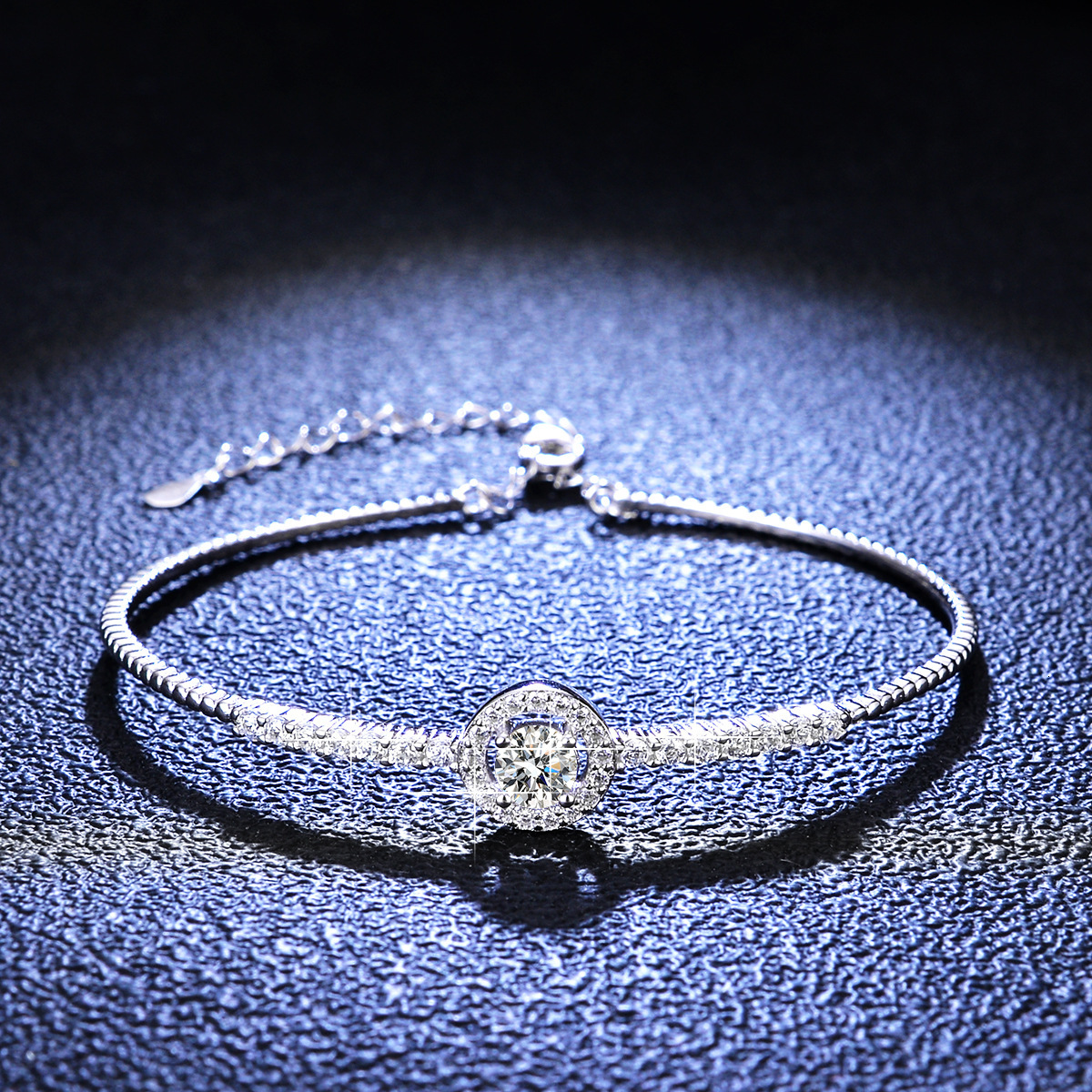 Designer Bracelet Moissanite 925 Silver Moissanite Stone Luxury Round Bangle for Women sliver bracelet for women Free Shipping