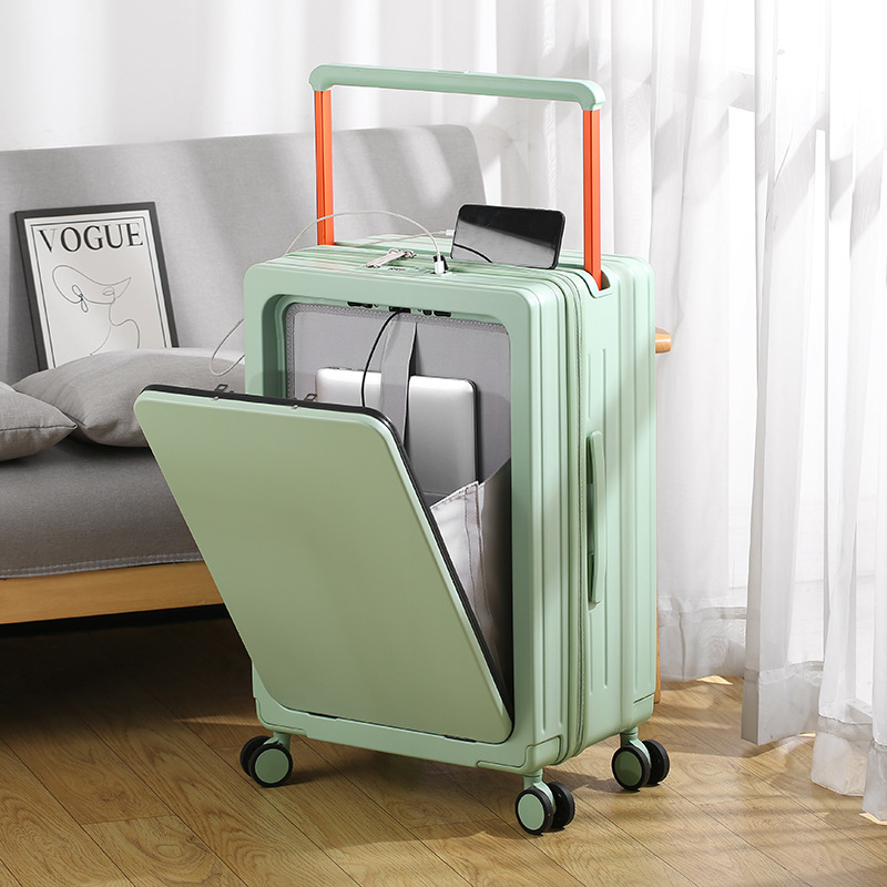 Travel Suitcase With Front Access Compartment Designed for Easy Retrieval of Electronics Featuring a Convenient Charging Setup-image-1079773225