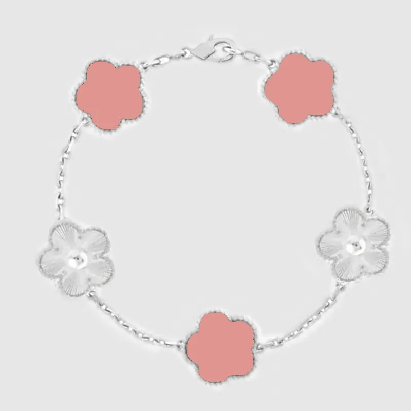 Glace avec VVS moissanite Haute qualité 5 fleurs charme luxe femmes chaîne en argent bijoux nacre diamants bracelet de créateur cadeaux